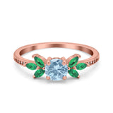 Marquise Wedding Ring Green Emerald Simulated Cubic Zirconia 925 Sterling Silver