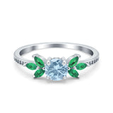 Marquise Wedding Ring Green Emerald Simulated Cubic Zirconia 925 Sterling Silver