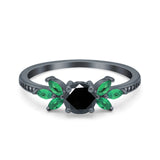 Marquise Wedding Ring Green Emerald Simulated Cubic Zirconia 925 Sterling Silver