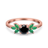 Marquise Wedding Ring Green Emerald Simulated Cubic Zirconia 925 Sterling Silver