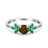 Marquise Wedding Ring Green Emerald Simulated Cubic Zirconia 925 Sterling Silver