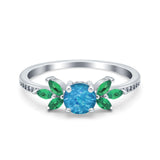 Marquise Wedding Ring Green Emerald Simulated Cubic Zirconia 925 Sterling Silver