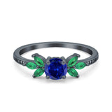 Marquise Wedding Ring Green Emerald Simulated Cubic Zirconia 925 Sterling Silver