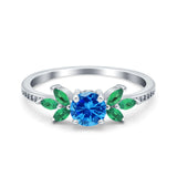 Marquise Wedding Ring Green Emerald Simulated Cubic Zirconia 925 Sterling Silver