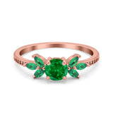 Marquise Wedding Ring Green Emerald Simulated Cubic Zirconia 925 Sterling Silver