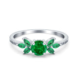 Marquise Wedding Ring Green Emerald Simulated Cubic Zirconia 925 Sterling Silver