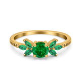 Marquise Wedding Ring Green Emerald Simulated Cubic Zirconia 925 Sterling Silver