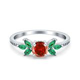 Marquise Wedding Ring Green Emerald Simulated Cubic Zirconia 925 Sterling Silver