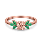 Marquise Wedding Ring Green Emerald Simulated Cubic Zirconia 925 Sterling Silver
