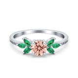 Marquise Wedding Ring Green Emerald Simulated Cubic Zirconia 925 Sterling Silver