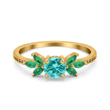 Marquise Wedding Ring Green Emerald Simulated Cubic Zirconia 925 Sterling Silver