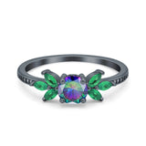 Marquise Wedding Ring Green Emerald Simulated Cubic Zirconia 925 Sterling Silver