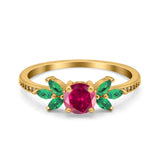 Marquise Wedding Ring Green Emerald Simulated Cubic Zirconia 925 Sterling Silver