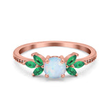 Marquise Wedding Ring Green Emerald Simulated Cubic Zirconia 925 Sterling Silver