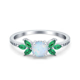 Marquise Wedding Ring Green Emerald Simulated Cubic Zirconia 925 Sterling Silver