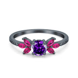 Marquise Wedding Ring Ruby Simulated Cubic Zirconia 925 Sterling Silver