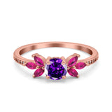 Marquise Wedding Ring Ruby Simulated Cubic Zirconia 925 Sterling Silver