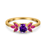 Marquise Wedding Ring Ruby Simulated Cubic Zirconia 925 Sterling Silver