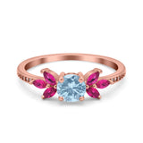 Marquise Wedding Ring Ruby Simulated Cubic Zirconia 925 Sterling Silver