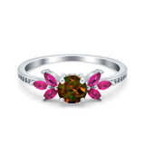 Marquise Wedding Ring Ruby Simulated Cubic Zirconia 925 Sterling Silver