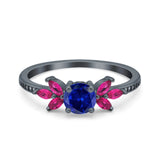 Marquise Wedding Ring Ruby Simulated Cubic Zirconia 925 Sterling Silver