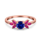 Marquise Wedding Ring Ruby Simulated Cubic Zirconia 925 Sterling Silver