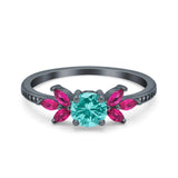 Marquise Wedding Ring Ruby Simulated Cubic Zirconia 925 Sterling Silver