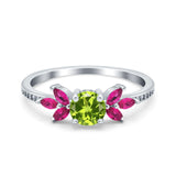 Marquise Wedding Ring Ruby Simulated Cubic Zirconia 925 Sterling Silver