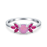 Marquise Wedding Ring Ruby Simulated Cubic Zirconia 925 Sterling Silver