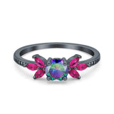 Marquise Wedding Ring Ruby Simulated Cubic Zirconia 925 Sterling Silver