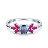 Marquise Wedding Ring Ruby Simulated Cubic Zirconia 925 Sterling Silver