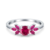 Marquise Wedding Ring Ruby Simulated Cubic Zirconia 925 Sterling Silver