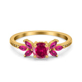 Marquise Wedding Ring Ruby Simulated Cubic Zirconia 925 Sterling Silver