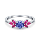 Marquise Wedding Ring Ruby Simulated Cubic Zirconia 925 Sterling Silver