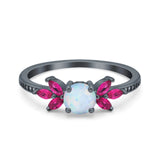 Marquise Wedding Ring Ruby Simulated Cubic Zirconia 925 Sterling Silver