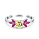 Marquise Wedding Ring Ruby Simulated Cubic Zirconia 925 Sterling Silver