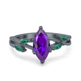 Infinity Twist Green Simulated Emerald Marquise Wedding Ring Simulated Cubic Zirconia 925 Sterling Silver
