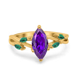 Infinity Twist Green Simulated Emerald Marquise Wedding Ring Simulated Cubic Zirconia 925 Sterling Silver