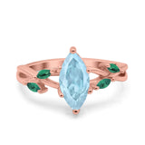 Infinity Twist Green Simulated Emerald Marquise Wedding Ring Simulated Cubic Zirconia 925 Sterling Silver