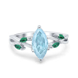 Infinity Twist Green Simulated Emerald Marquise Wedding Ring Simulated Cubic Zirconia 925 Sterling Silver