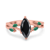 Infinity Twist Green Simulated Emerald Marquise Wedding Ring Simulated Cubic Zirconia 925 Sterling Silver