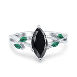 Infinity Twist Green Simulated Emerald Marquise Wedding Ring Simulated Cubic Zirconia 925 Sterling Silver