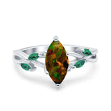 Infinity Twist Green Simulated Emerald Marquise Wedding Ring Simulated Cubic Zirconia 925 Sterling Silver