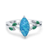 Infinity Twist Green Simulated Emerald Marquise Wedding Ring Simulated Cubic Zirconia 925 Sterling Silver