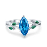 Infinity Twist Green Simulated Emerald Marquise Wedding Ring Simulated Cubic Zirconia 925 Sterling Silver