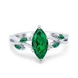 Infinity Twist Green Simulated Emerald Marquise Wedding Ring Simulated Cubic Zirconia 925 Sterling Silver