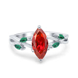 Infinity Twist Green Simulated Emerald Marquise Wedding Ring Simulated Cubic Zirconia 925 Sterling Silver