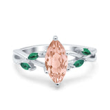 Infinity Twist Green Simulated Emerald Marquise Wedding Ring Simulated Cubic Zirconia 925 Sterling Silver