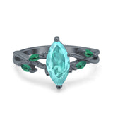 Infinity Twist Green Simulated Emerald Marquise Wedding Ring Simulated Cubic Zirconia 925 Sterling Silver