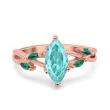 Infinity Twist Green Simulated Emerald Marquise Wedding Ring Simulated Cubic Zirconia 925 Sterling Silver